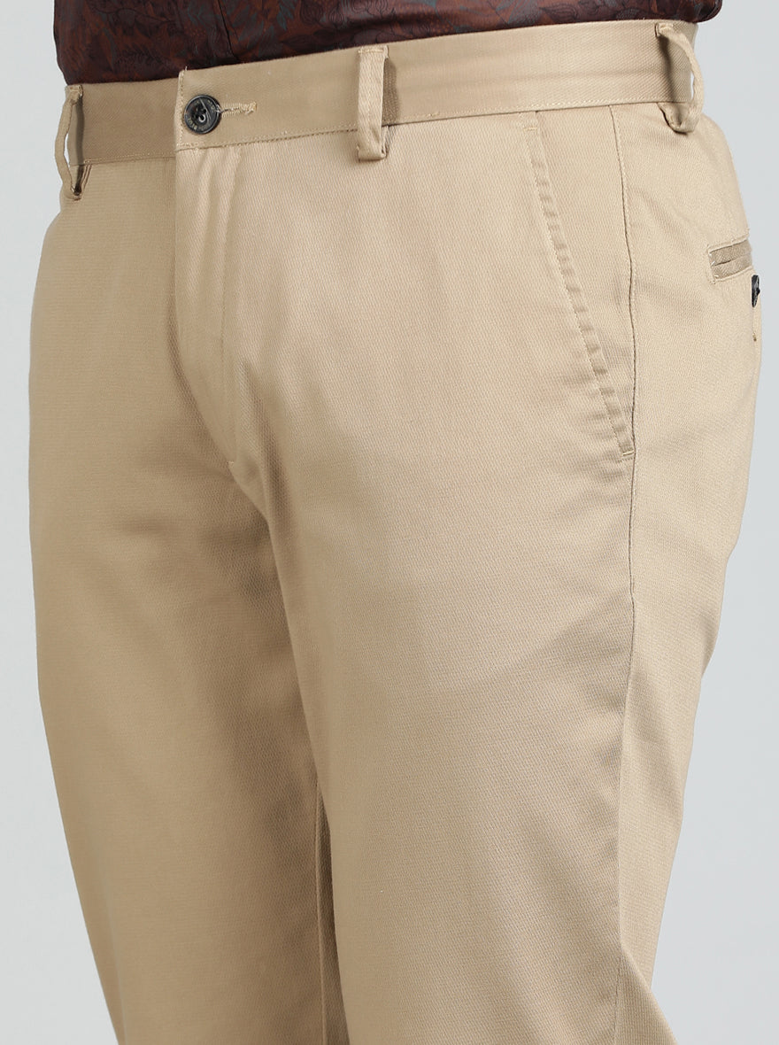 Khaki Solid Uno Fit Casual Trouser | JadeBlue