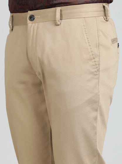 Khaki Solid Uno Fit Casual Trouser | JadeBlue