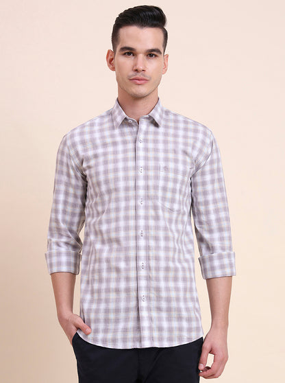 Purple Checked Smart Fit Semi Casual Shirt | Greenfibre