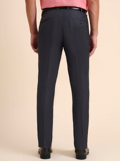 Grey Solid Slim Fit Formal Trouser | Metal