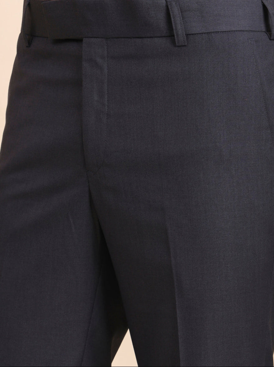 Grey Solid Slim Fit Formal Trouser | Metal