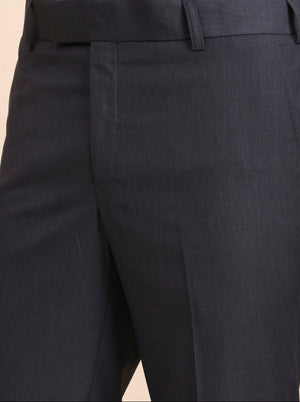 Grey Solid Slim Fit Formal Trouser | Metal