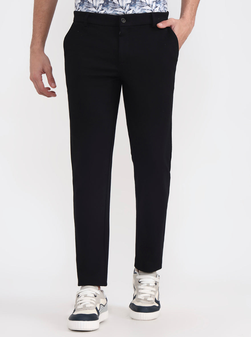 Black Solid Venice Fit Casual Trouser | JadeBlue
