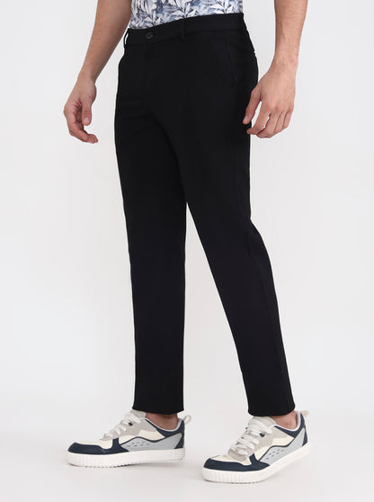 Black Solid Venice Fit Casual Trouser | JadeBlue
