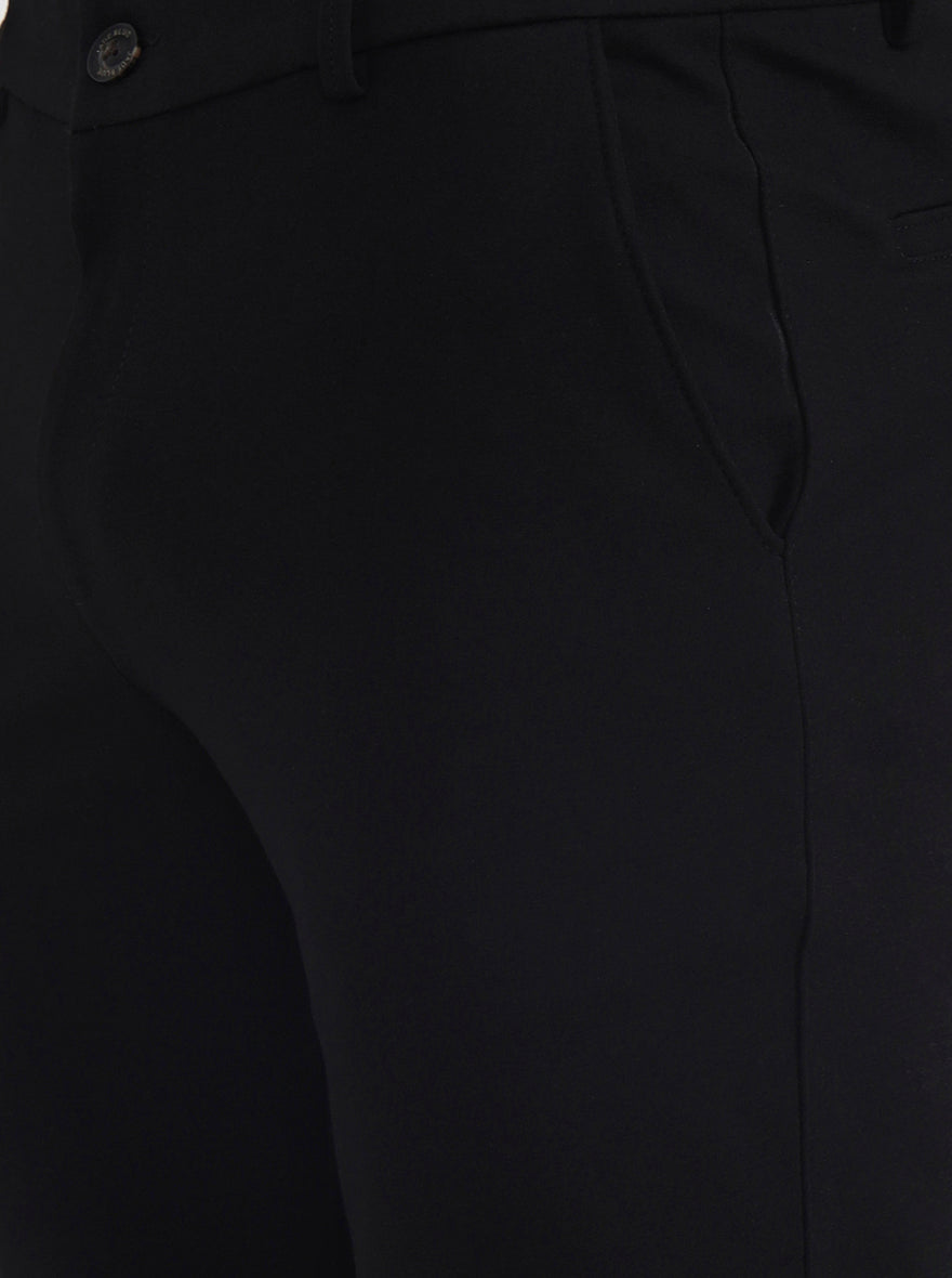 Black Solid Venice Fit Casual Trouser | JadeBlue