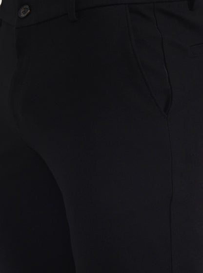 Black Solid Venice Fit Casual Trouser | JadeBlue