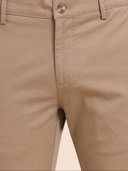 Khaki Printed Super Slim Fit Casual Trouser | Greenfibre