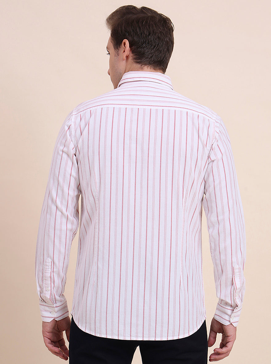 Pink Striped Slim Fit Casual Shirt | JadeBlue