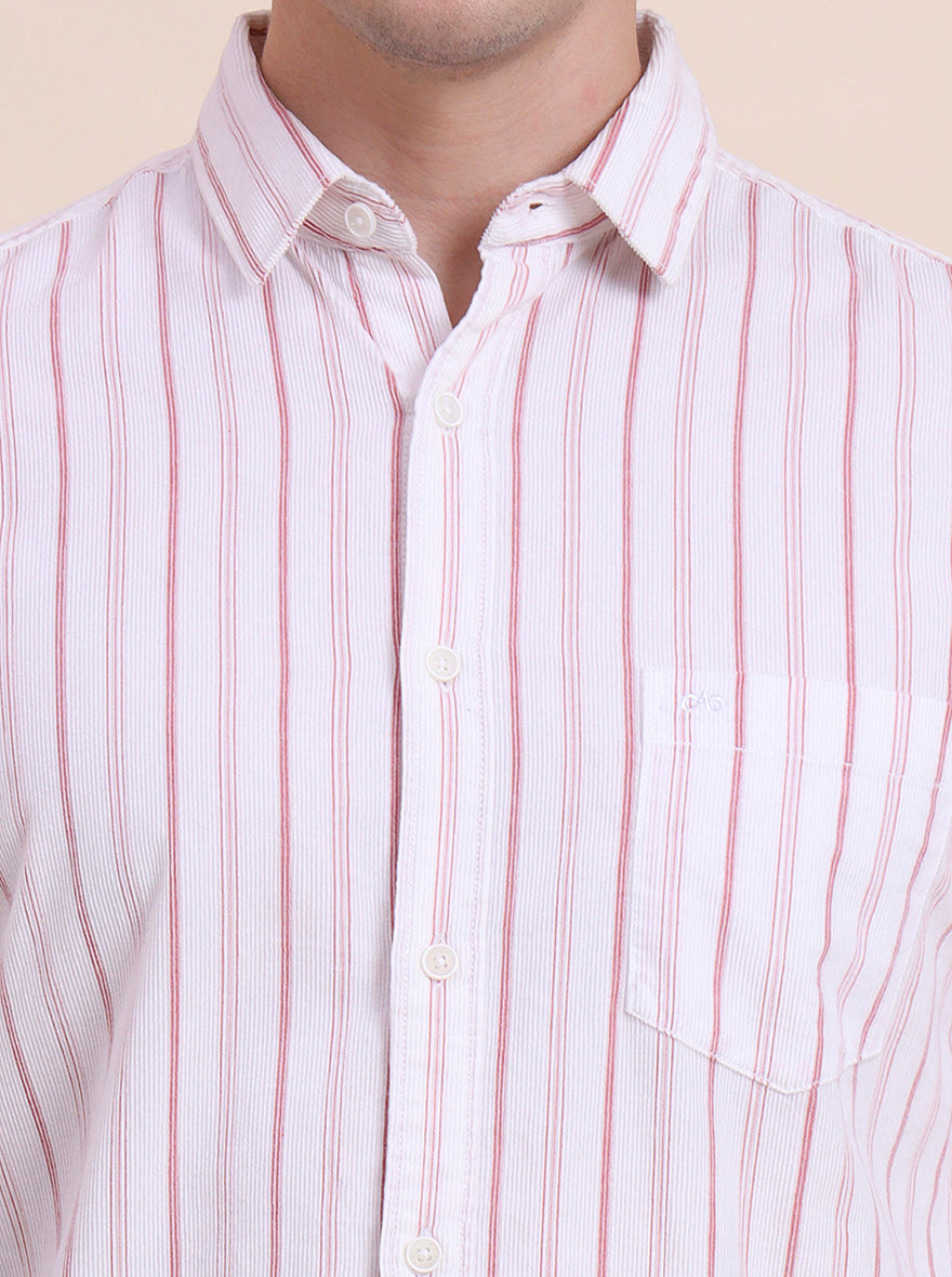 Pink Striped Slim Fit Casual Shirt | JadeBlue