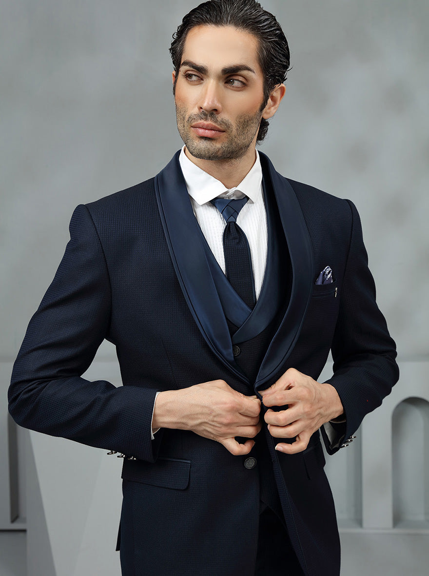 Blue Solid Jodhpuri Suit | JadeBlue
