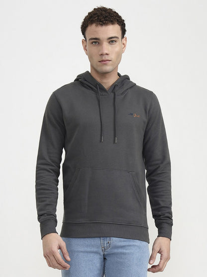 Grey Solid Slim Fit Winter T-Shirt | JadeBlue