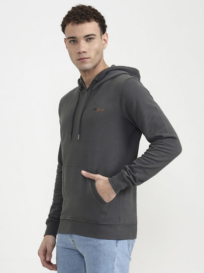 Grey Solid Slim Fit Winter T-Shirt | JadeBlue