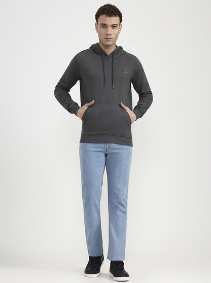 Grey Solid Slim Fit Winter T-Shirt | JadeBlue