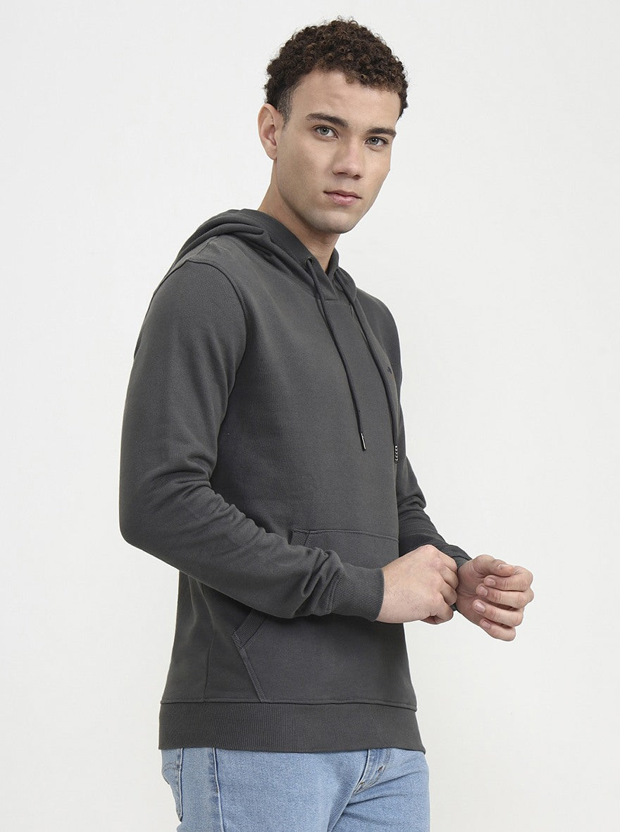 Grey Solid Slim Fit Winter T-Shirt | JadeBlue