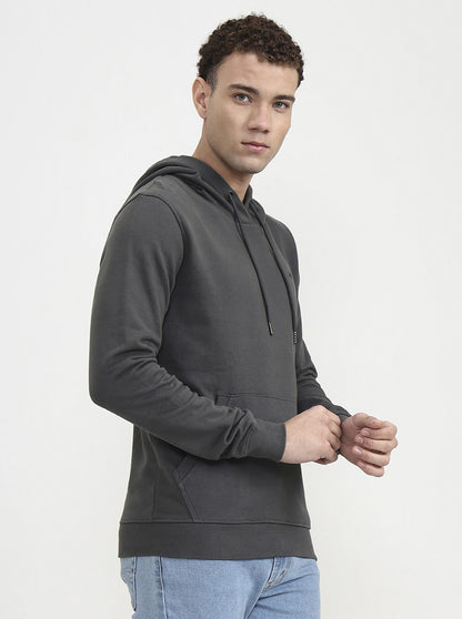 Grey Solid Slim Fit Winter T-Shirt | JadeBlue