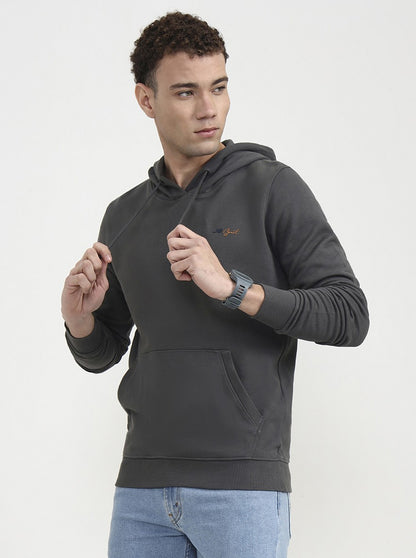 Grey Solid Slim Fit Winter T-Shirt | JadeBlue