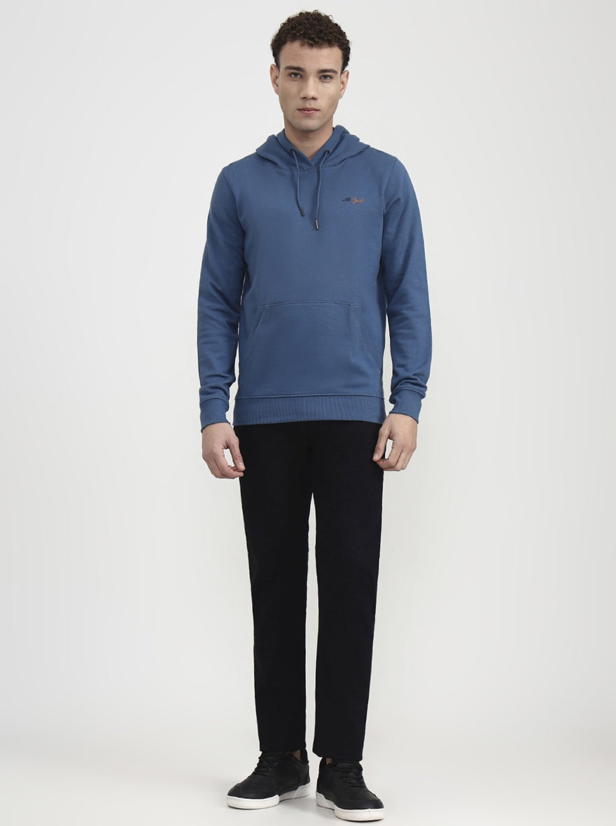 Airforce Blue Solid Slim Fit Winter T-Shirt | JadeBlue