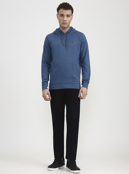 Airforce Blue Solid Slim Fit Winter T-Shirt | JadeBlue