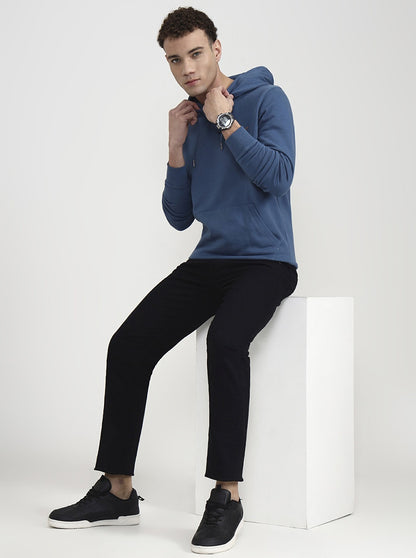 Airforce Blue Solid Slim Fit Winter T-Shirt | JadeBlue
