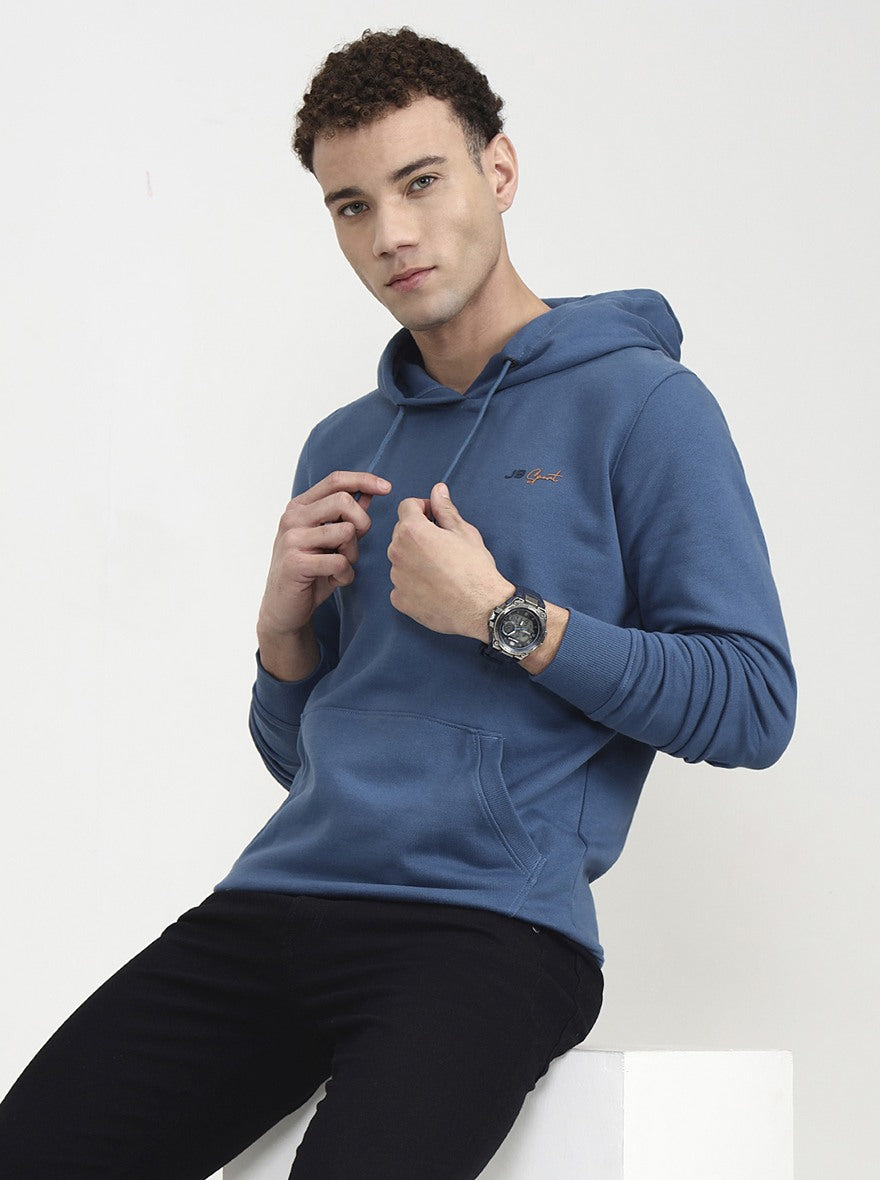 Airforce Blue Solid Slim Fit Winter T-Shirt | JadeBlue