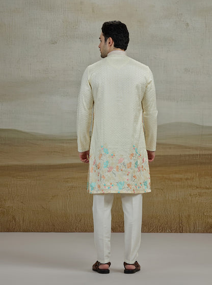 Cream Embroidered Kurta Pajama | Virasana