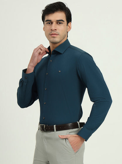 Green Solid Slim Fit Party Wear Shirt | Greenfibre
