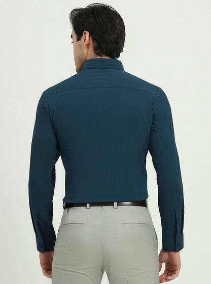 Green Solid Slim Fit Party Wear Shirt | Greenfibre