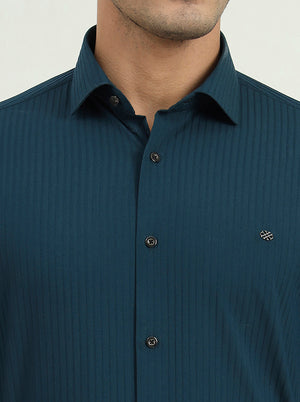 Green Solid Slim Fit Party Wear Shirt | Greenfibre