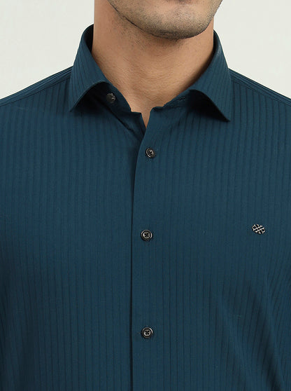 Green Solid Slim Fit Party Wear Shirt | Greenfibre