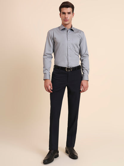 Light Grey Solid Slim Fit Formal Shirt | Metal