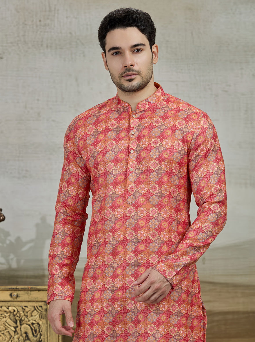 Orange Printed Kurta | The Kurta Company