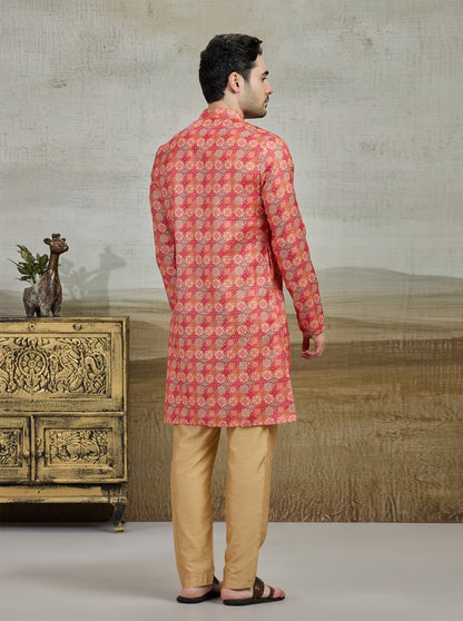 Orange Printed Kurta | The Kurta Company