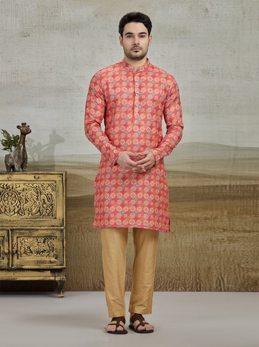 Orange Printed Kurta | The Kurta Company