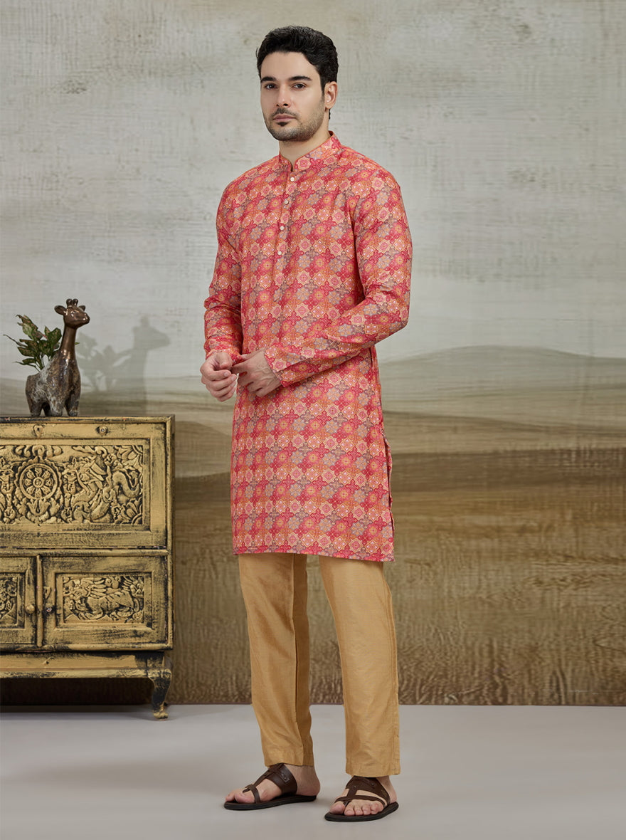 Orange Printed Kurta | The Kurta Company