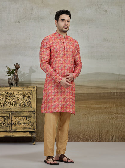 Orange Printed Kurta | The Kurta Company