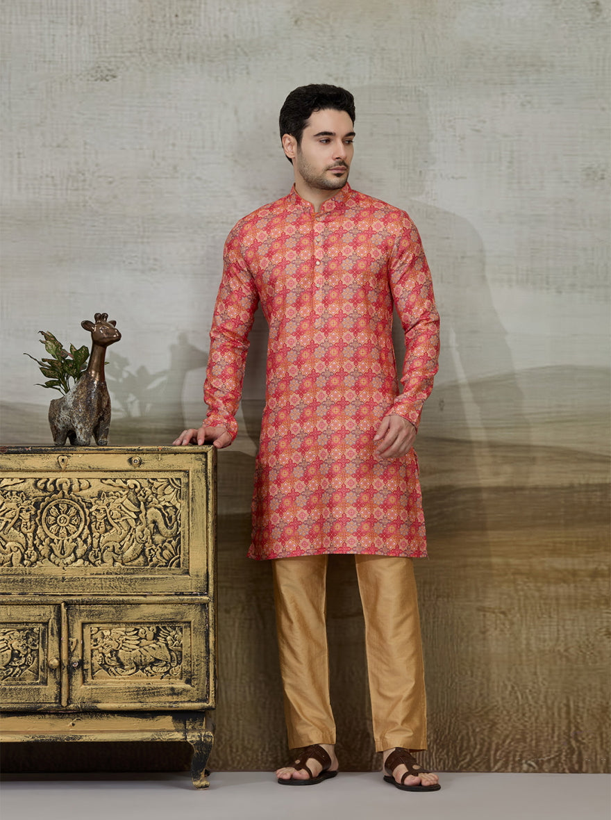 Orange Printed Kurta | The Kurta Company
