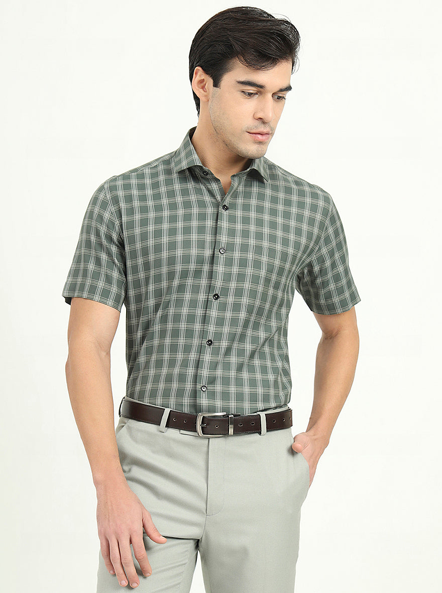 Light Green Solid Regular Fit Formal Shirt | Greenfibre