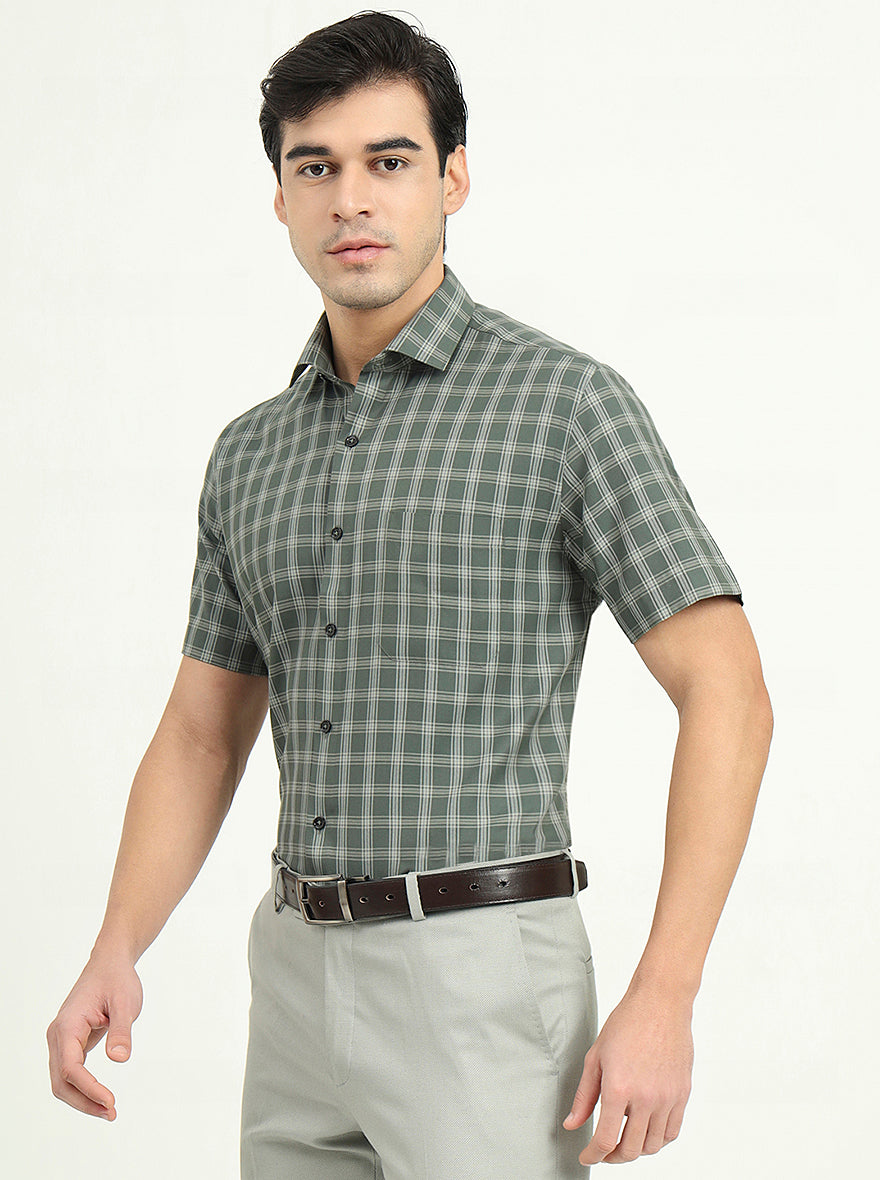 Light Green Solid Regular Fit Formal Shirt | Greenfibre