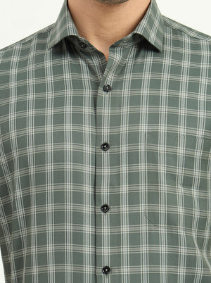 Light Green Solid Regular Fit Formal Shirt | Greenfibre