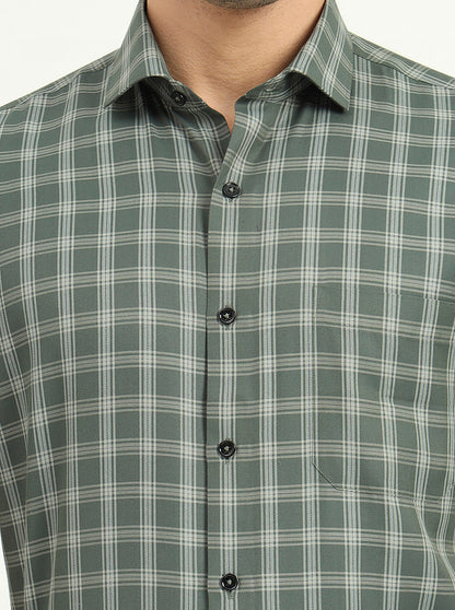Light Green Solid Regular Fit Formal Shirt | Greenfibre