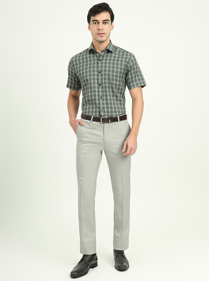 Light Green Solid Regular Fit Formal Shirt | Greenfibre