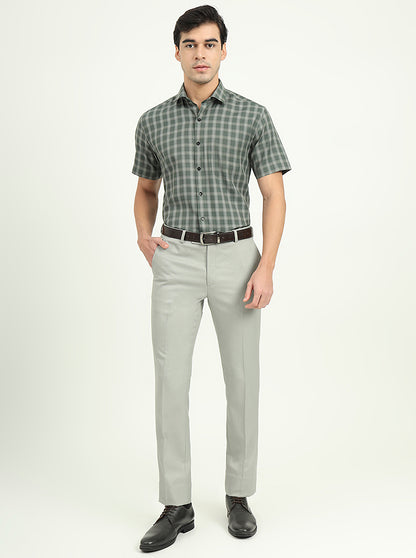 Light Green Solid Regular Fit Formal Shirt | Greenfibre