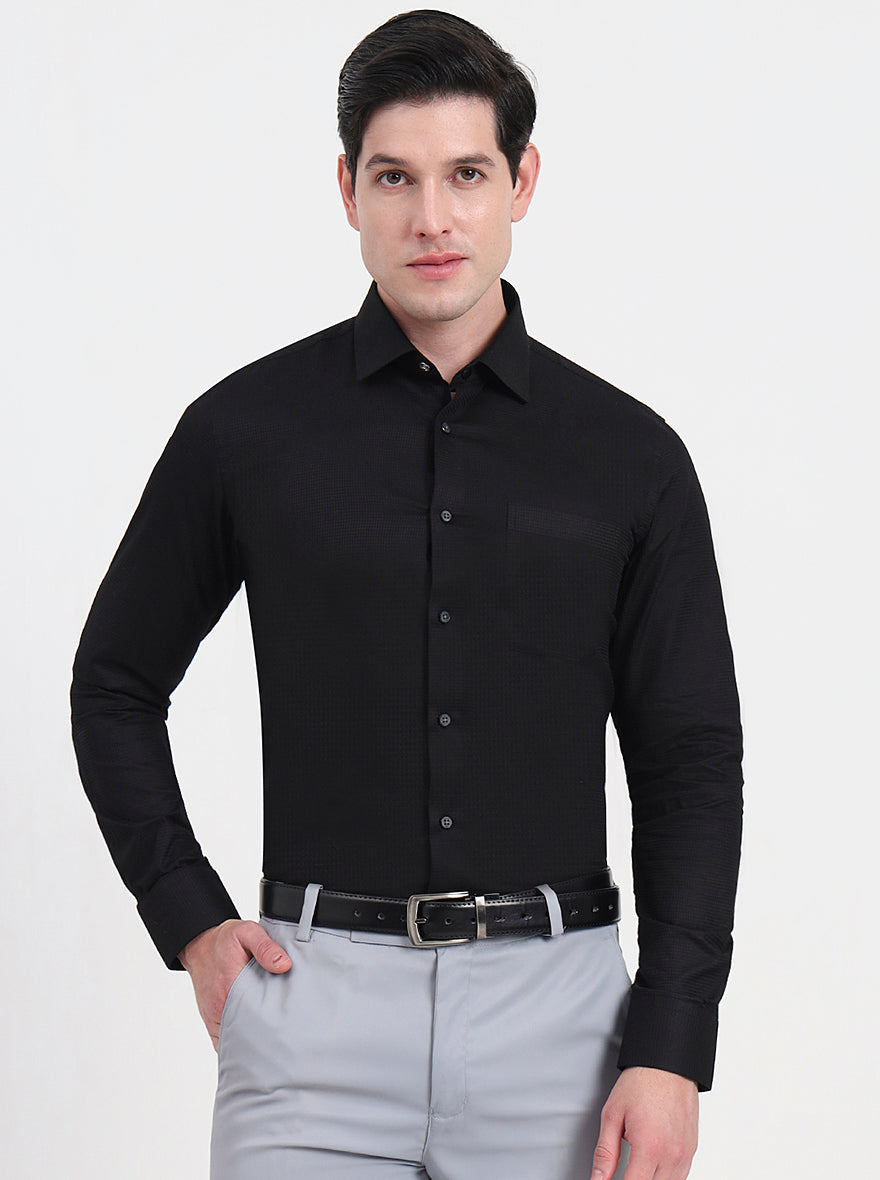 Black Solid Slim Fit Formal Shirt | JadeBlue Youth