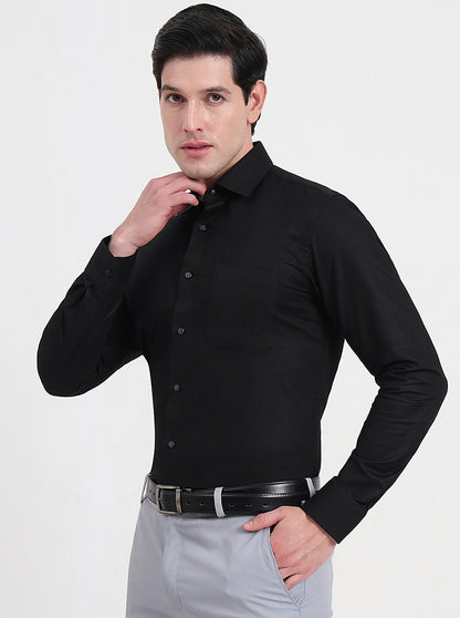 Black Solid Slim Fit Formal Shirt | JadeBlue Youth