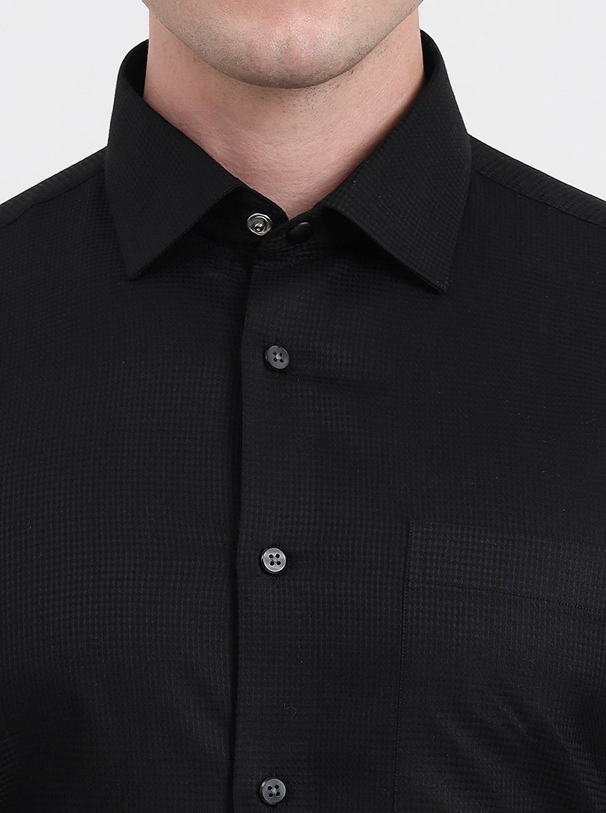 Black Solid Slim Fit Formal Shirt | JadeBlue Youth