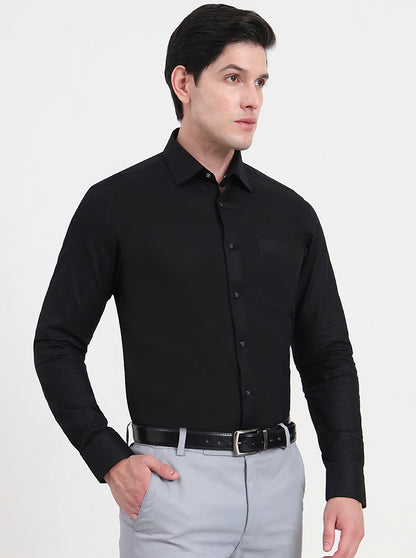 Black Solid Slim Fit Formal Shirt | JadeBlue Youth