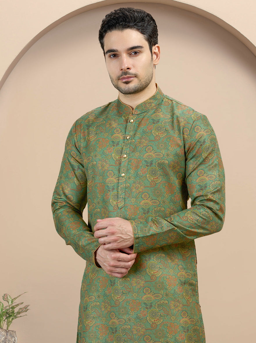 Green Printed Kurta | The Kurta Company