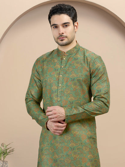 Green Printed Kurta | The Kurta Company