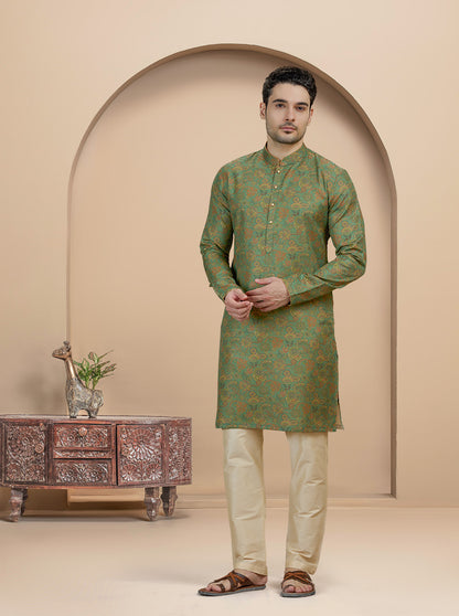 Green Printed Kurta | The Kurta Company