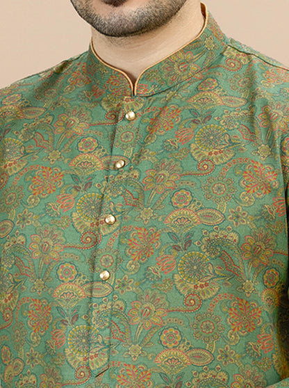 Green Printed Kurta | The Kurta Company